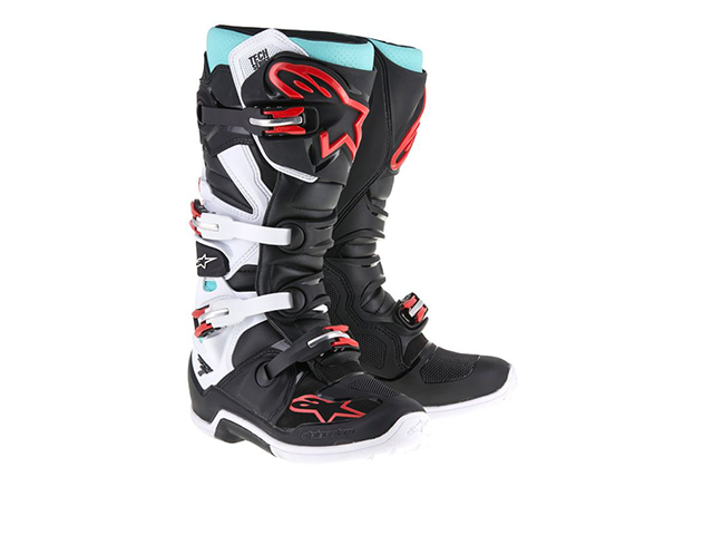 ALPINESTAR TECH 7 MX BOOT - BLACK/TURQOISE/WHITE/RED